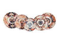 39 Japanese Imari and Kutani Porcelain Bowls, Plates, and Chargers