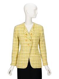 Chanel, Light Green Plaid Tweed Jacket