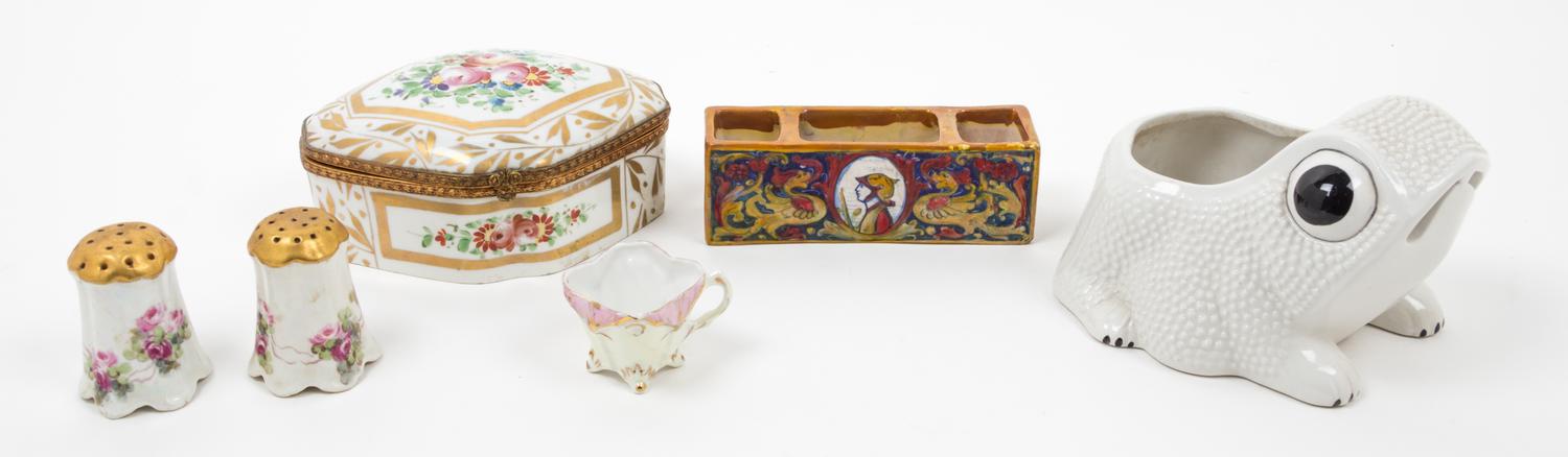 A Group of Six Porcelain Articles Width of first 7 inches.