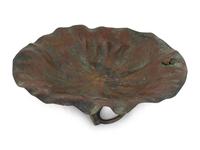 A Japanese Meiji Bronze Lotus Leaf Bowl with Frog — 19TH/20TH CENTURY