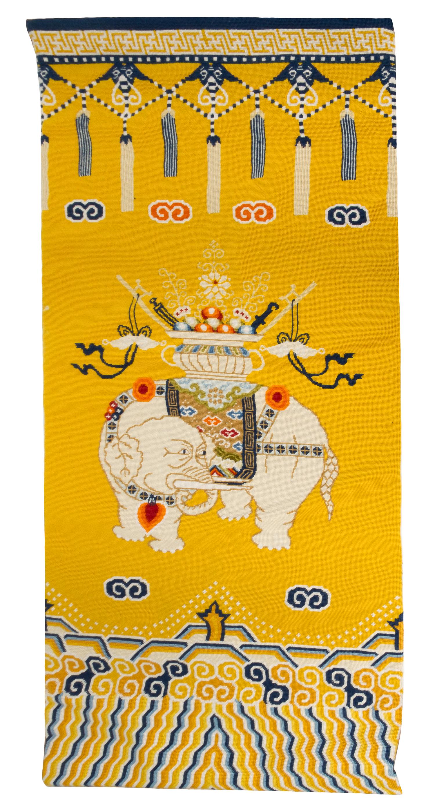 A Chinese Needlepoint Tapestry Height 59 1/2 inches.