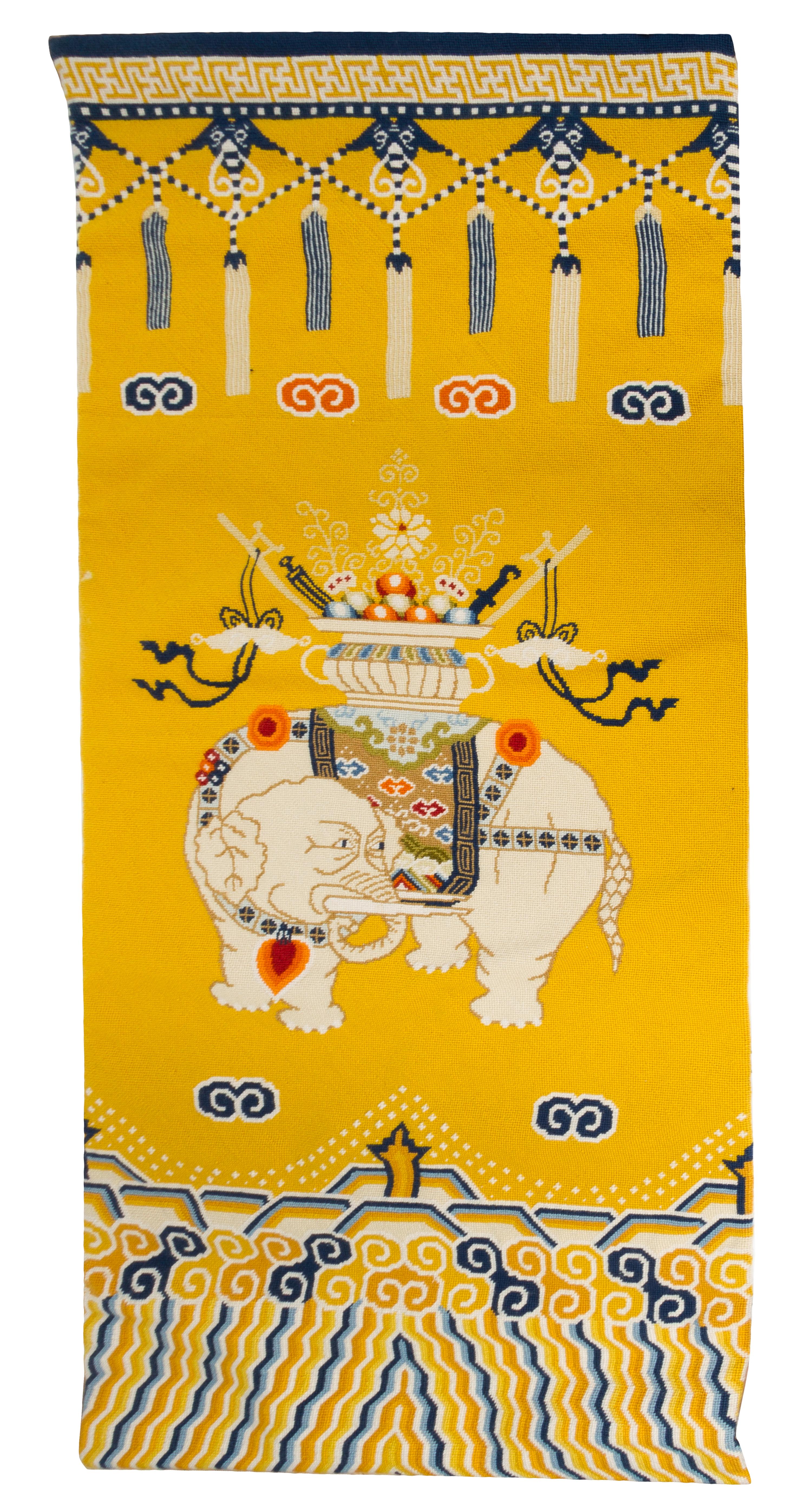A Chinese Needlepoint Tapestry Height 59 1/2 inches.