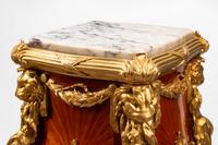 A Pair of Louis XV Style Gilt Bronze Mounted Marquetry Pedestals After the Model by Joseph-Emmanuel Zwiener