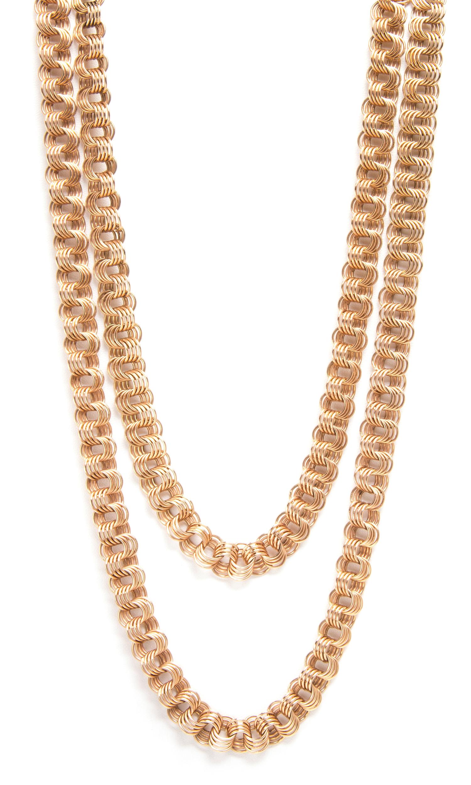 A 14 Karat Rose Gold Longchain, Russian, 129.10 dwts.