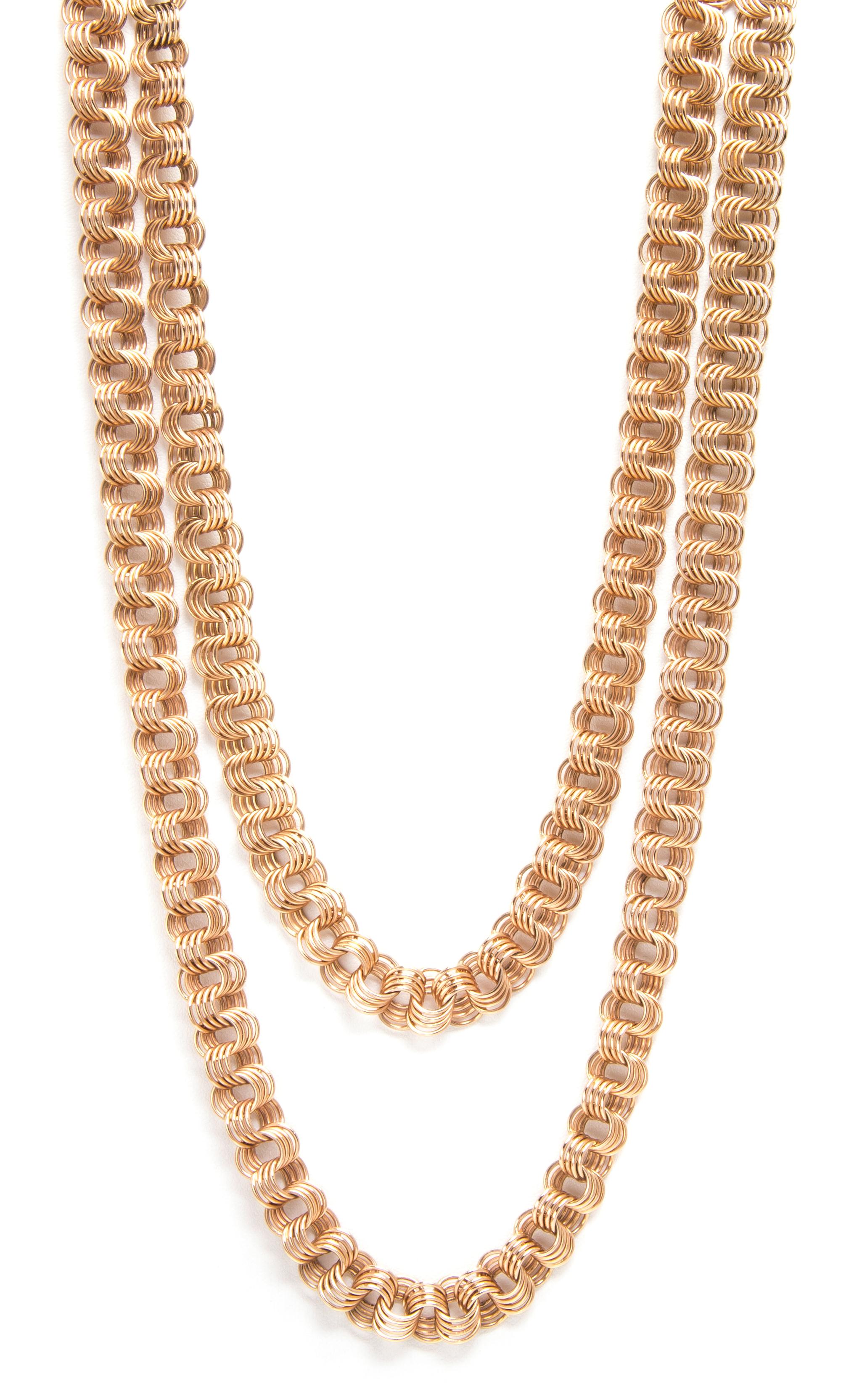 A 14 Karat Rose Gold Longchain, Russian, 129.10 dwts.