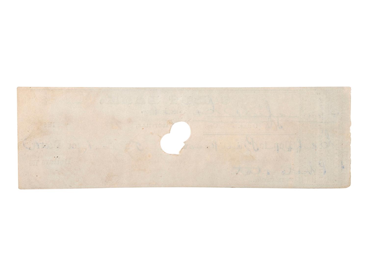 BROWN, John (1821-1895). Check signed ("J. Brown Jr"), Cabotville, MA, 16 November 1849.
