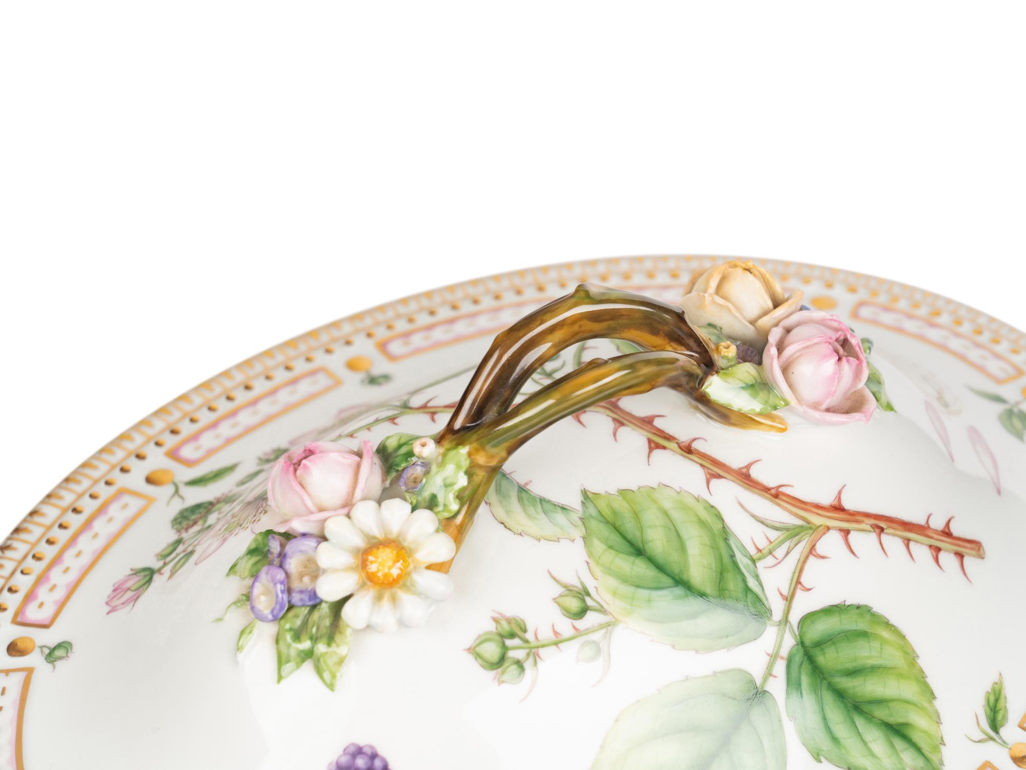 A Royal Copenhagen Flora Danica Porcelain Covered Tureen and Platter
