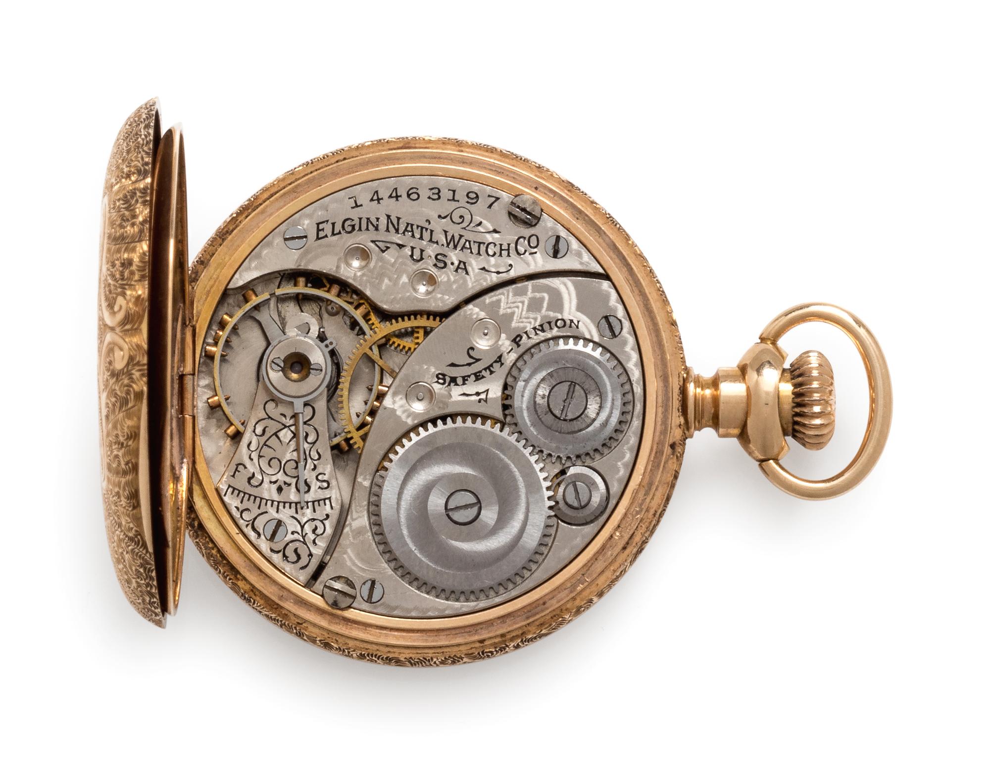 Elgin, 14K Yellow Gold Hunter Case Pendant Watch, Circa 1910