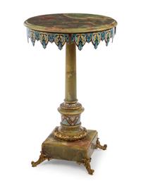 A French Onyx, Champlevé and Gilt Bronze Mounted Side Table