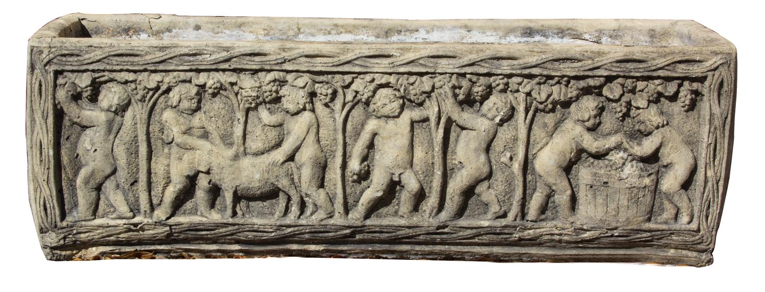 A Pair of Cast Resin Rectangular Jardinieres Height 13 x width 39 1/2 x depth 13 inches. — 20TH CENTURY