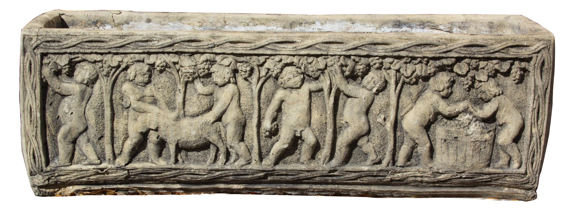 A Pair of Cast Resin Rectangular Jardinieres Height 13 x width 39 1/2 x depth 13 inches. — 20TH CENTURY