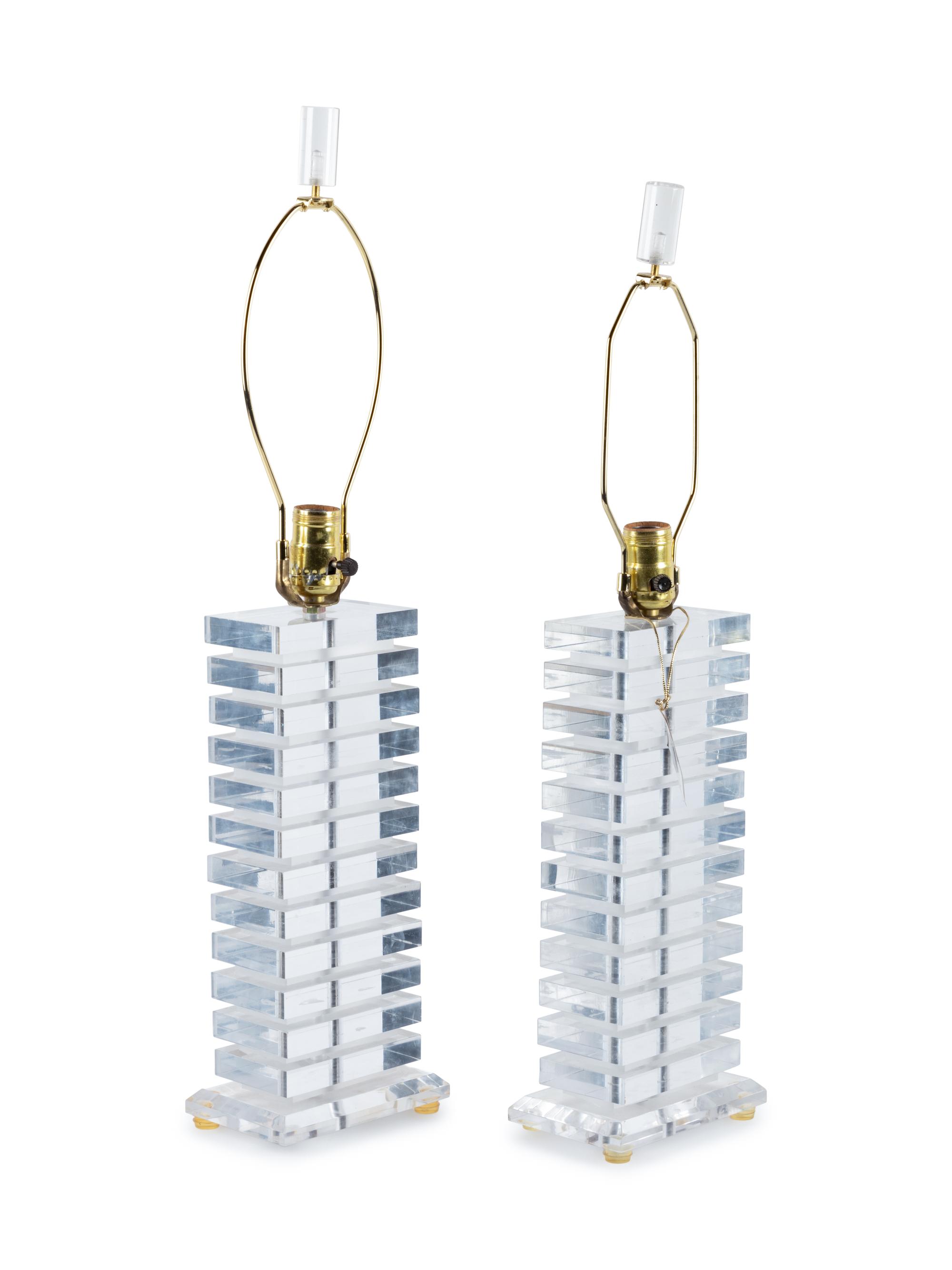 A Pair of Contemporary Acrylic Table Lamps