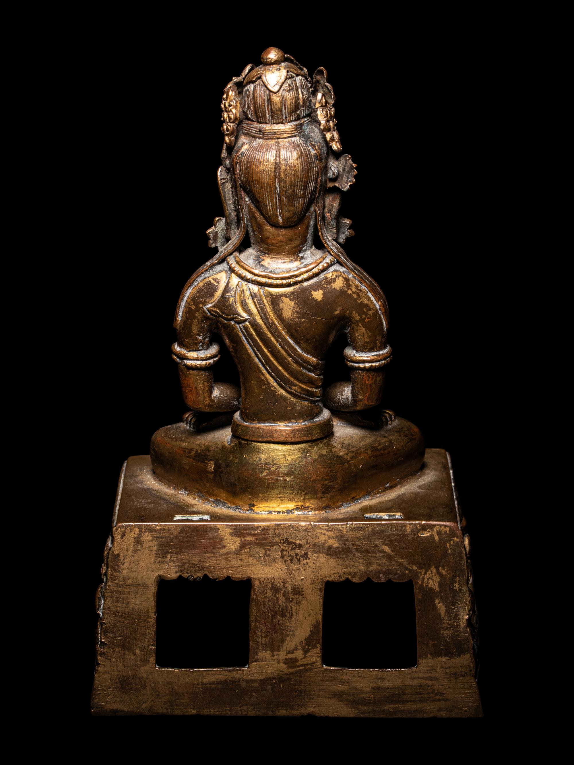 A Gilt Bronze Seated Figure of Amitayus