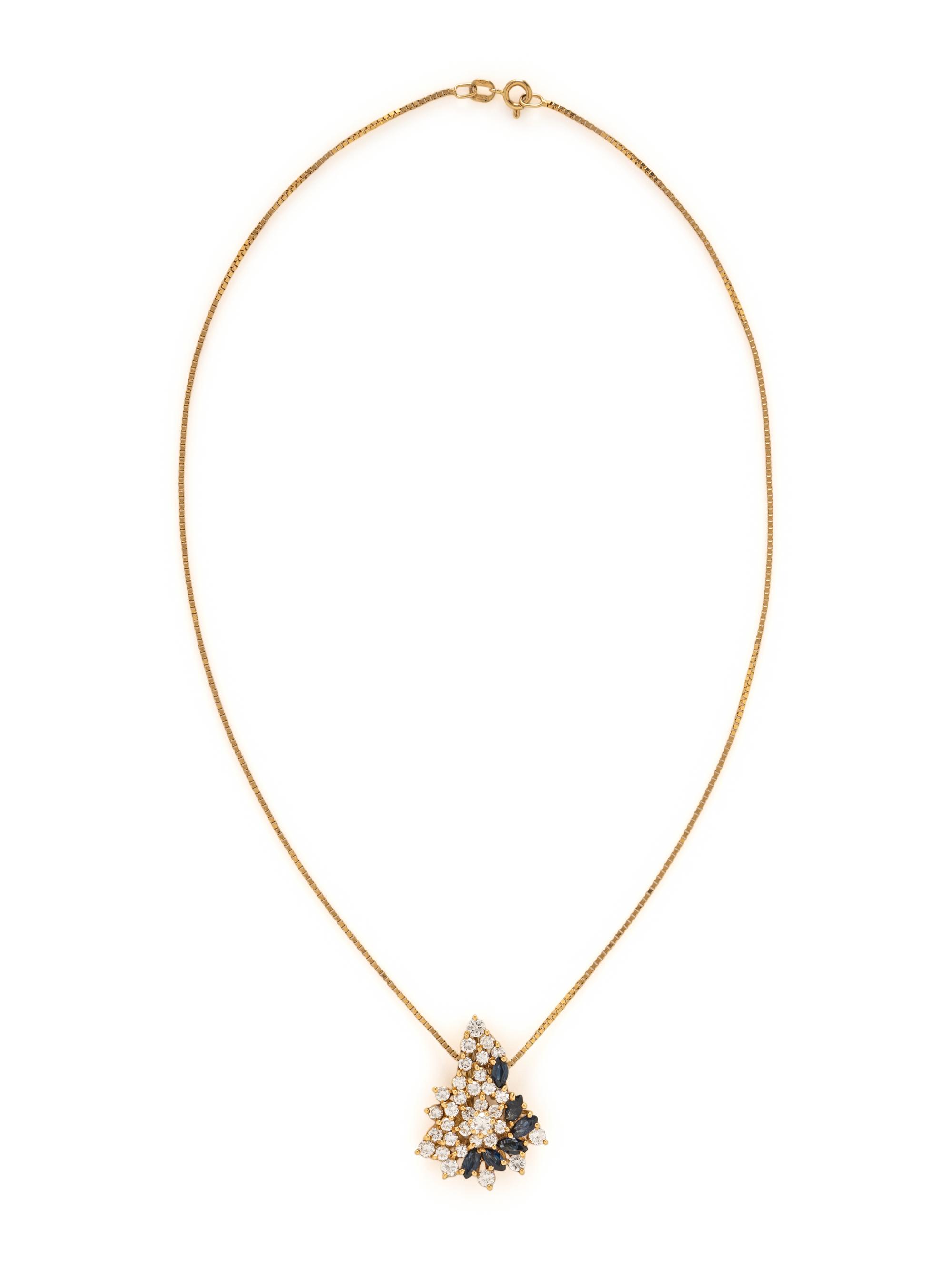 YELLOW GOLD, DIAMOND, AND SAPPHIRE RING AND NECKLACE