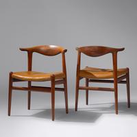 Cow-horn chairs, pair, 1952 Johannes Hansen, Denmark