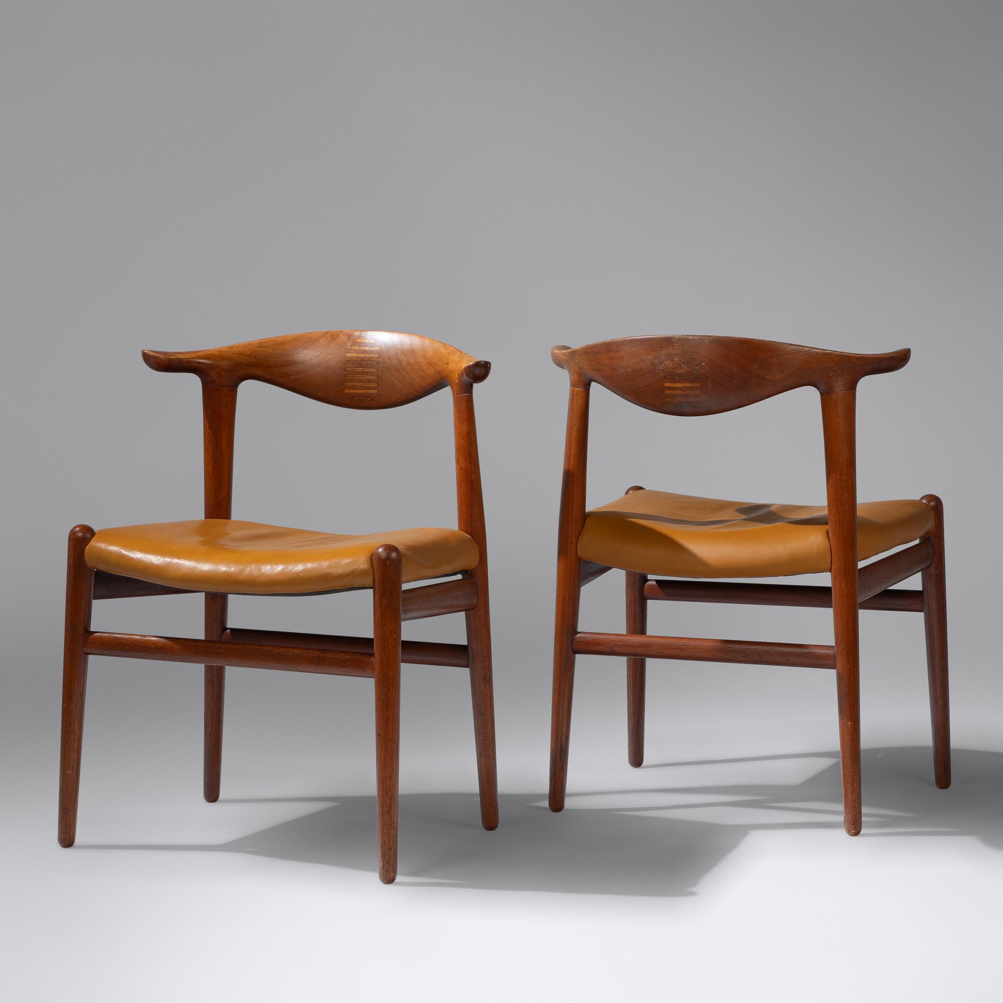 Cow-horn chairs, pair, 1952 Johannes Hansen, Denmark