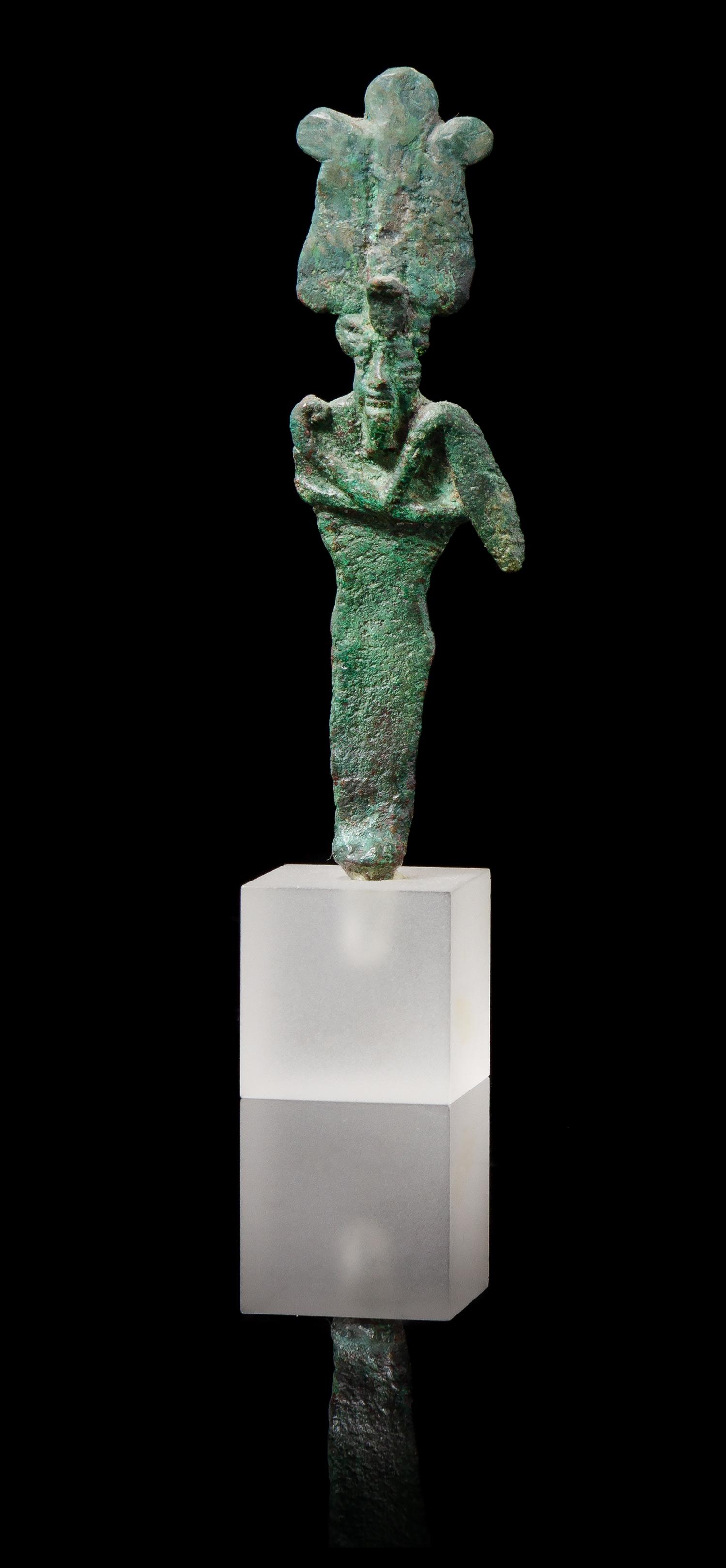 An Egyptian Bronze Osiris Height 3 inches. — LATE PERIOD TO PTOLEMAIC PERIOD, 664-30 B.C.E.