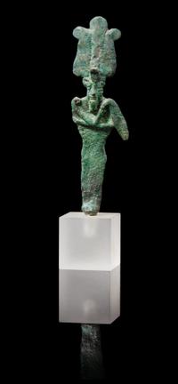 An Egyptian Bronze Osiris Height 3 inches. — LATE PERIOD TO PTOLEMAIC PERIOD, 664-30 B.C.E.