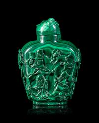 A Carved Malachite Snuff Bottle