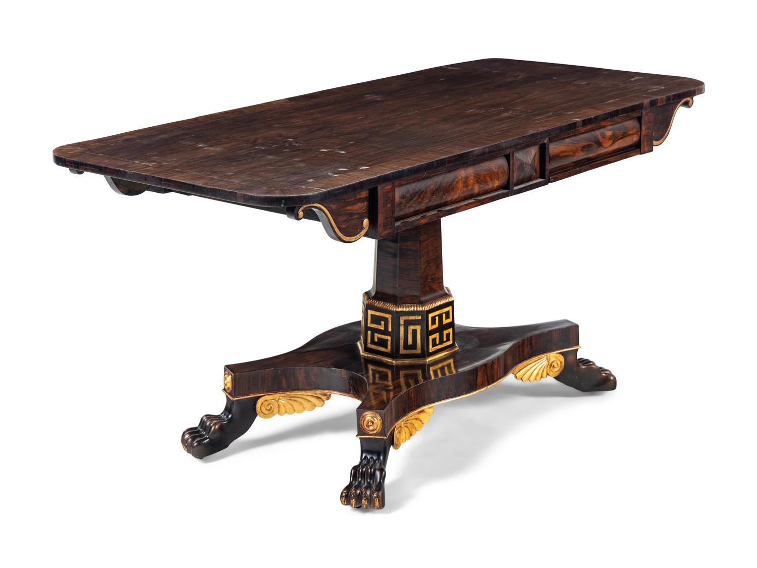 A Regency Parcel-Gilt Rosewood Sofa Table