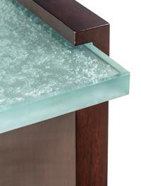 A Custom-Designed Glass and Mahogany Low Table