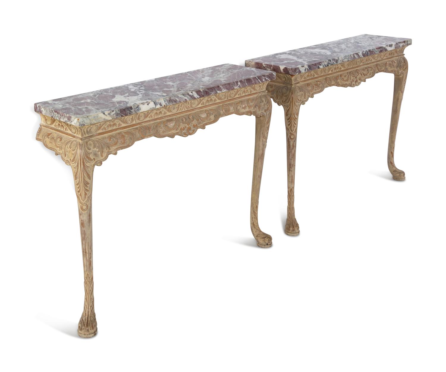 A Pair of George I Style Marble-Top Pier Tables