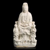 A Chinese Blanc de Chine Figure of Guanyin,17th/18th Century 明末清初 德化白瓷觀音坐像