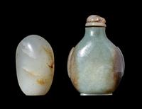 Two Chinese Celadon Jade Snuff Bottles