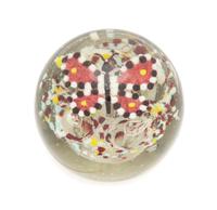 An Antique Butterfly Frit Paperweight Diameter 3 1/2 inches