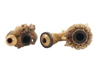[AMERICANA - PIPES]. 2 ornately carved meerschaum pipes, each featuring animal motifs.