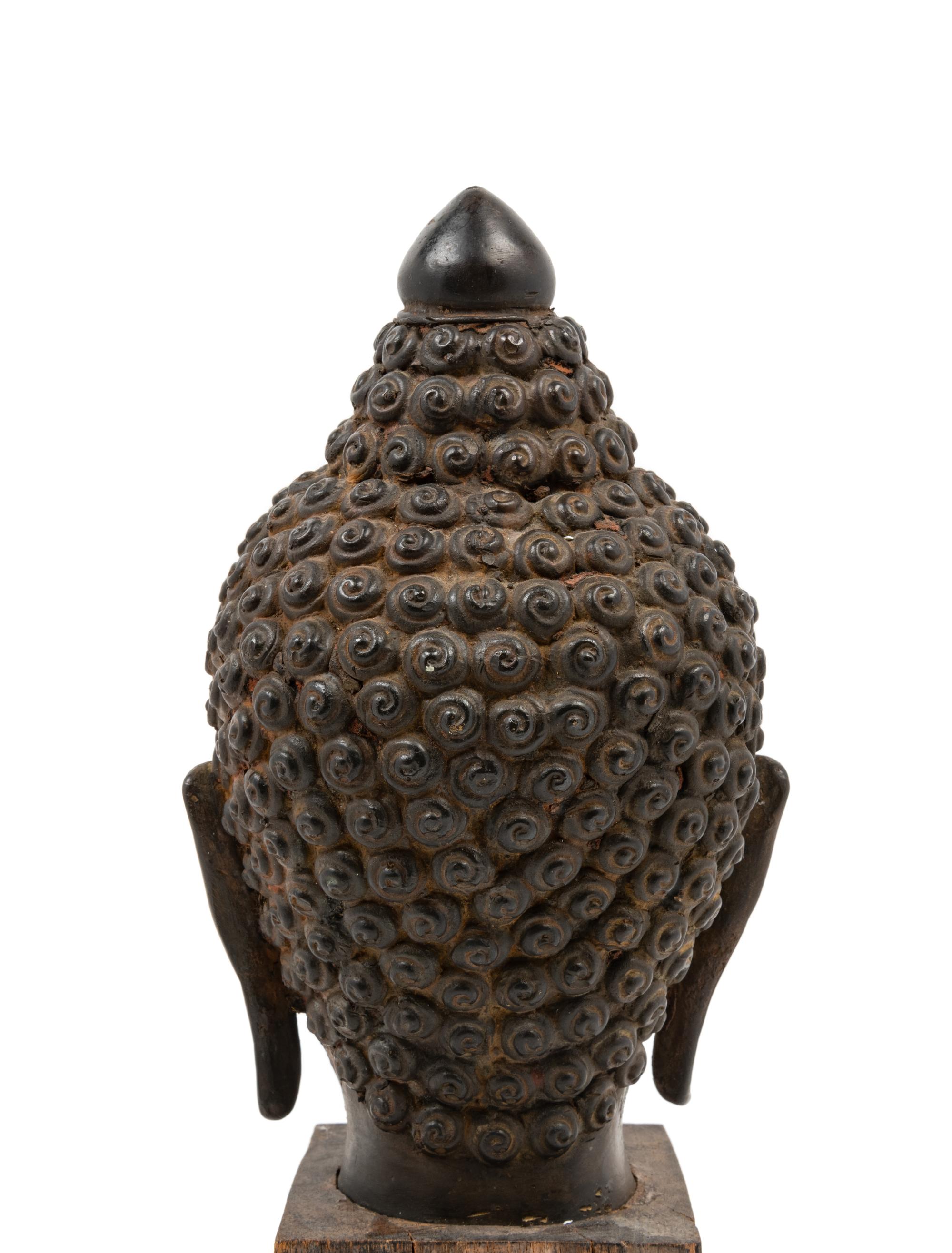 A Thai Bronze Head of Buddha