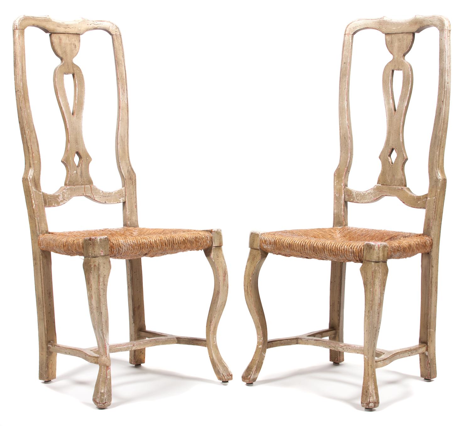 A Set of Four Provincial Style Painted Side Chairs Height 43 1/2 inches. — 20TH CENTURY