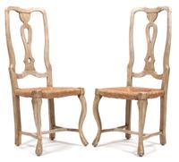 A Set of Four Provincial Style Painted Side Chairs Height 43 1/2 inches. — 20TH CENTURY