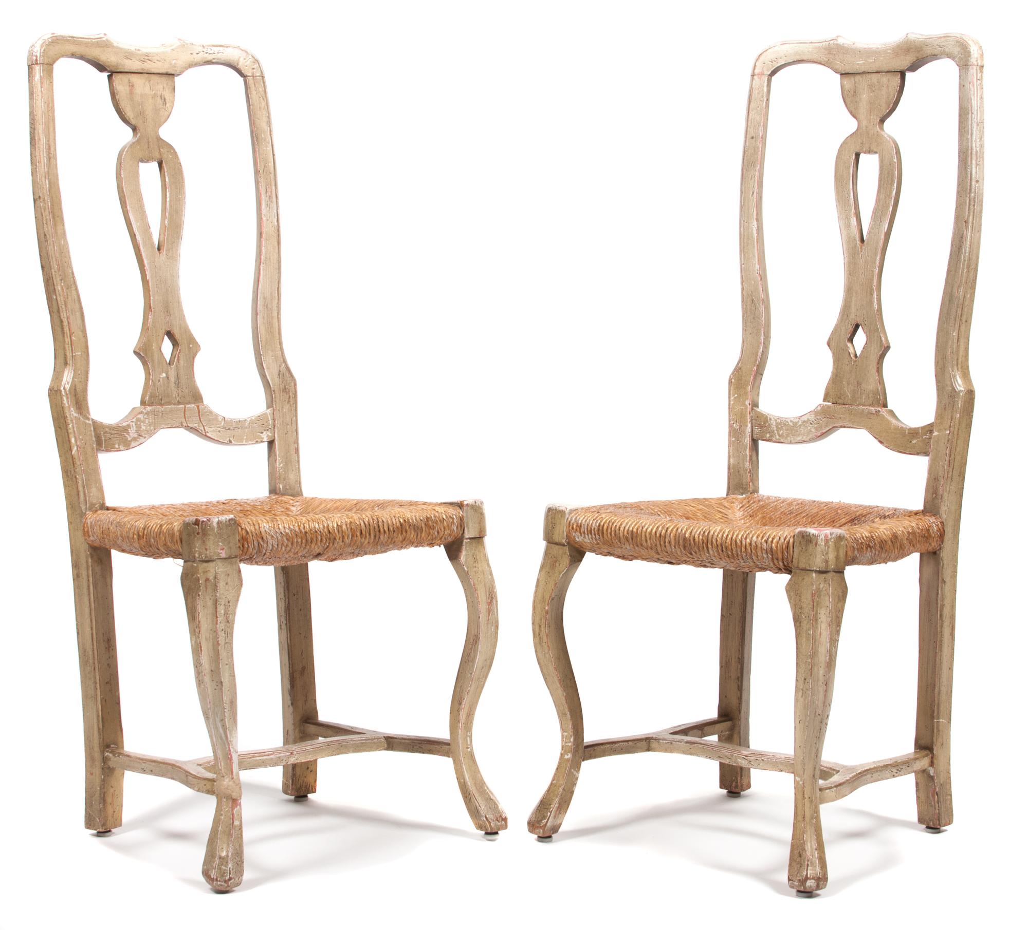 A Set of Four Provincial Style Painted Side Chairs Height 43 1/2 inches. — 20TH CENTURY