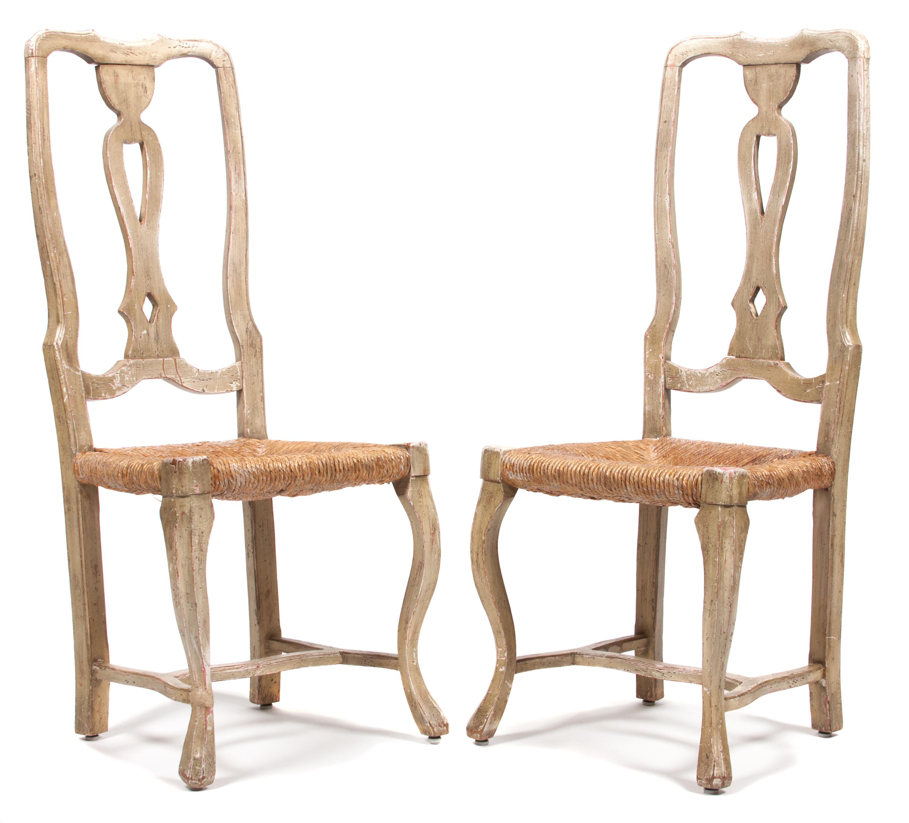 A Set of Four Provincial Style Painted Side Chairs Height 43 1/2 inches. — 20TH CENTURY