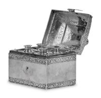 An Indian Silver Scent Flask Caddy