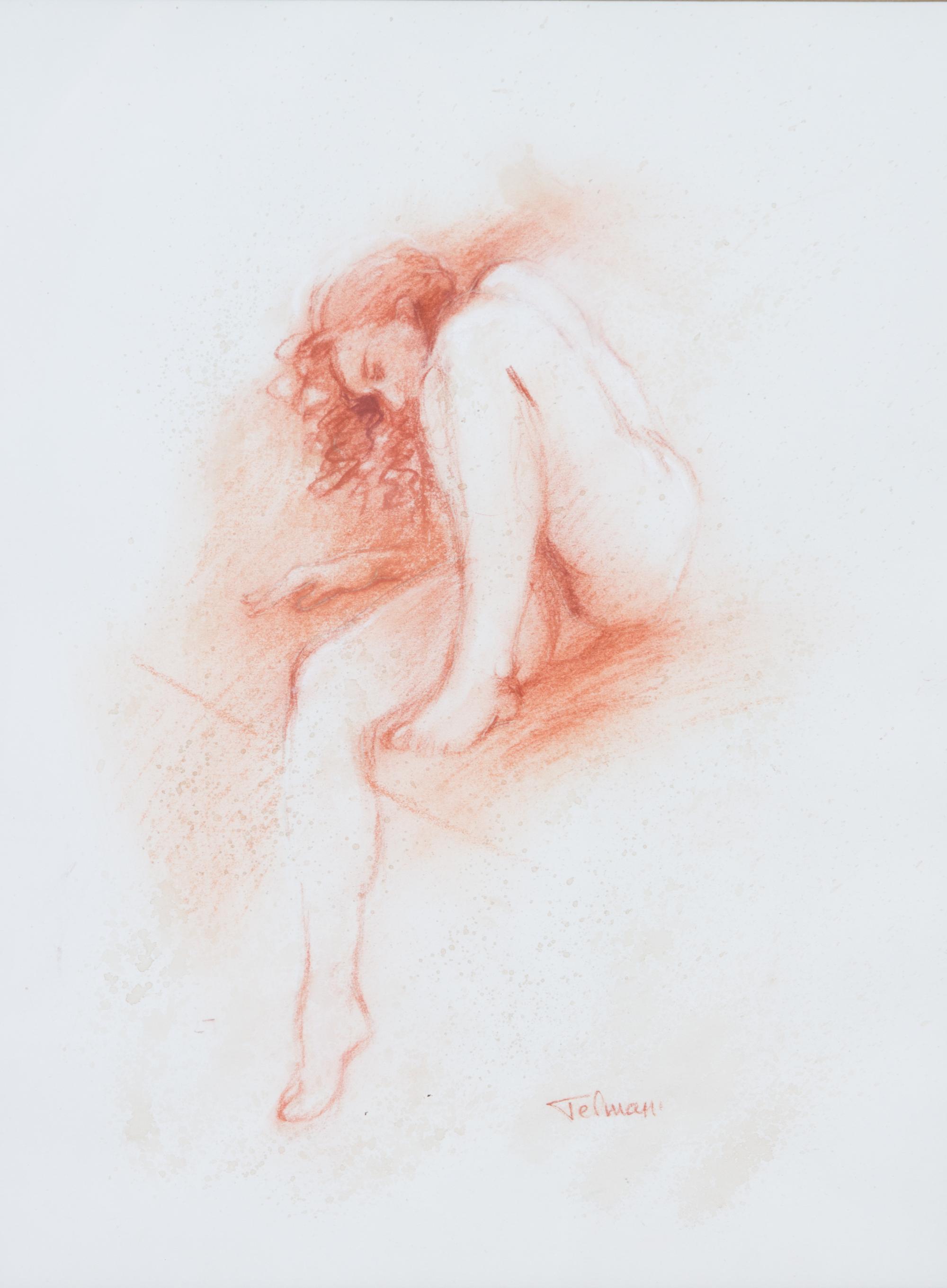 A Pair of Framed Sanguine Prints of Nudes 11 x 14 1/2 inches. — 20TH CENTURY