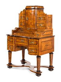 An Austrian Burlwood and Walnut Tabernacle Bureau
