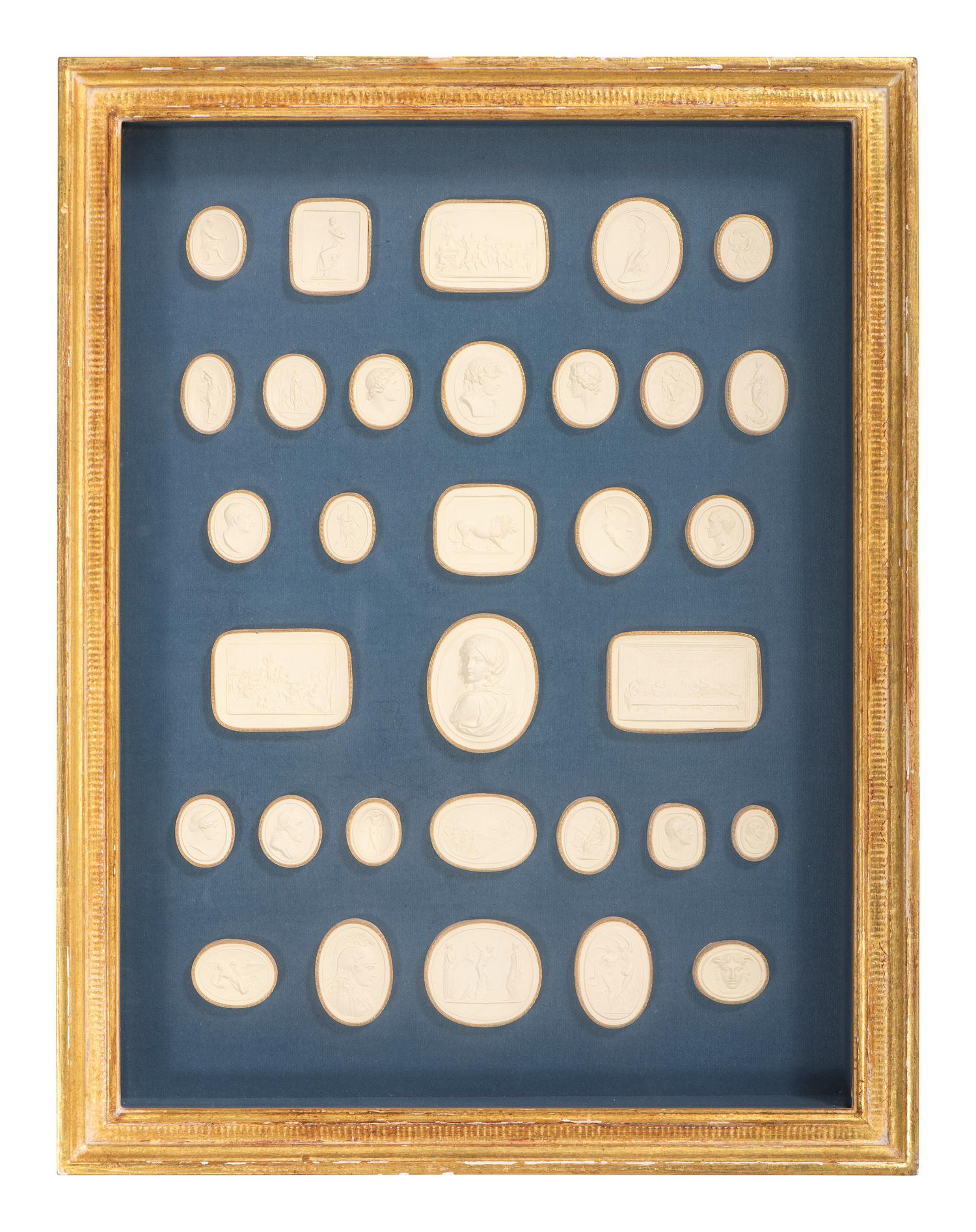 Seven Framed Groups of Grand Tour Plaster Intaglios