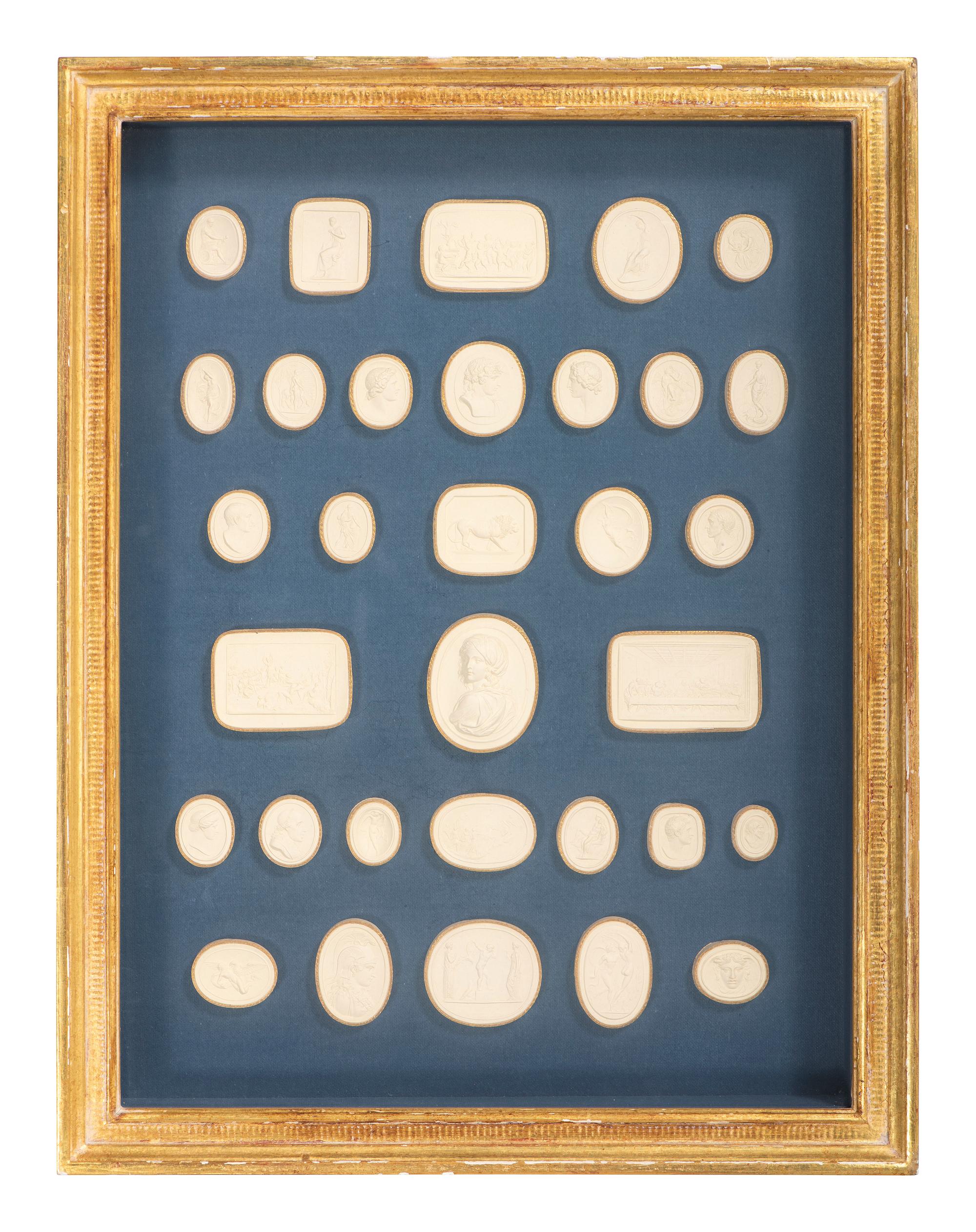 Seven Framed Groups of Grand Tour Plaster Intaglios