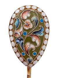 A Set of Twelve Russian Enameled Silver Coffee Spoons