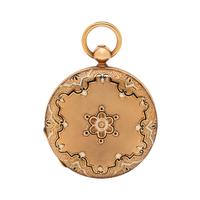 GOLD-FILLED AND ENAMEL HUNTER CASE POCKET WATCH