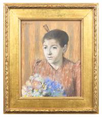 Young Woman with a Bouquet of Flowers