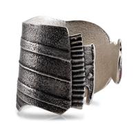Tufa Cast Silver Figural Cuff Bracelet, with Coral Cabochon
