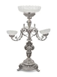 An Elkington & Co. Silver-Plate and Cut Glass Épergne
