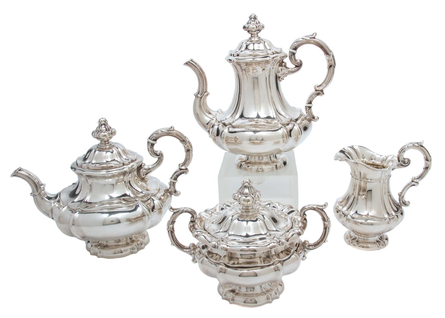 A German .800 Silver Four-Piece Coffee Service, Julius Lemor, Breslau, comprising a coffee pot, a teapot, a creamer and a covered sugar