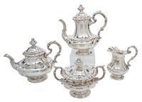A German .800 Silver Four-Piece Coffee Service, Julius Lemor, Breslau, comprising a coffee pot, a teapot, a creamer and a covered sugar