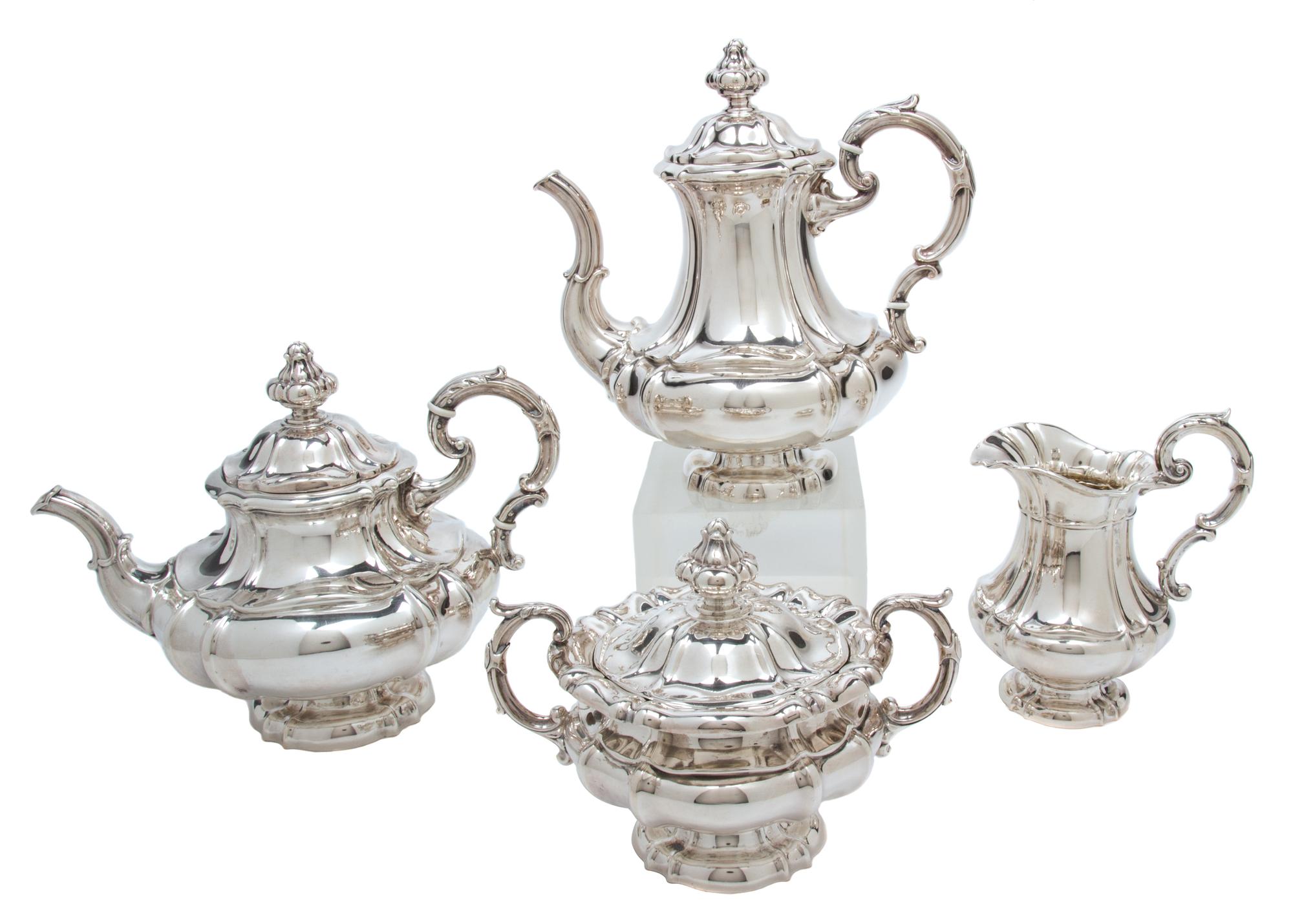 A German .800 Silver Four-Piece Coffee Service, Julius Lemor, Breslau, comprising a coffee pot, a teapot, a creamer and a covered sugar