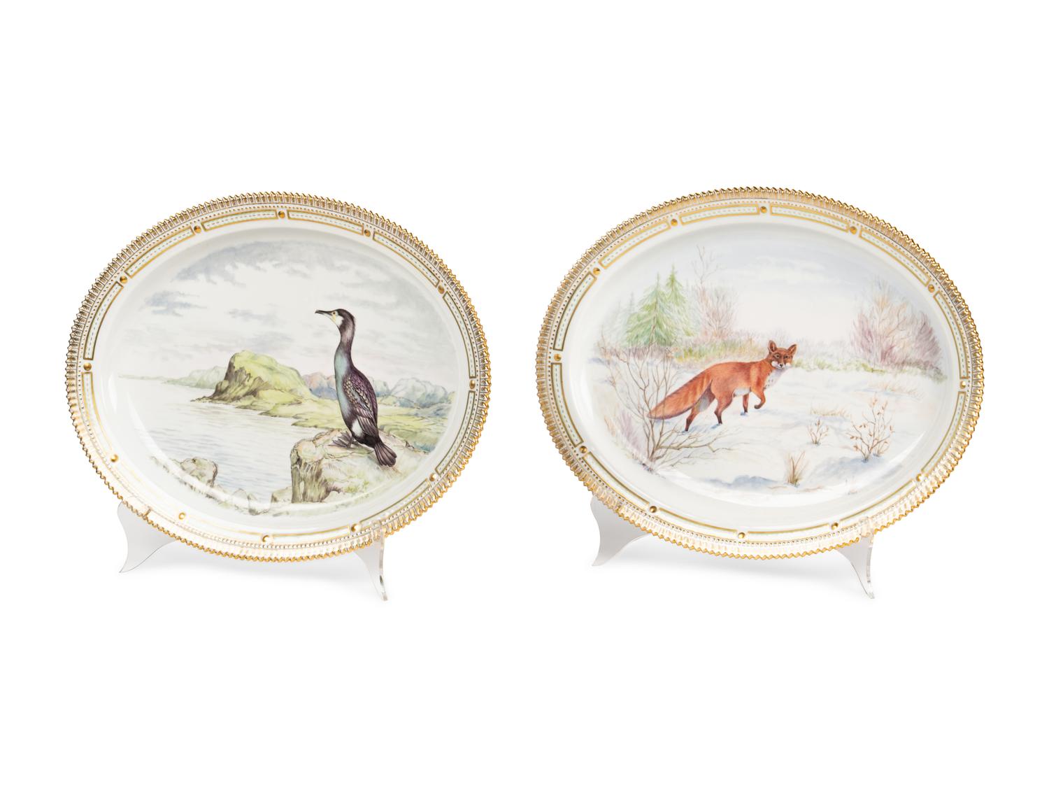 Two Royal Copenhagen Fauna Danica Porcelain Game Platters