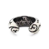 WHITE ENAMEL AND BLACKENED SILVER CUFF BRACELET